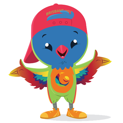 Lorri the lorikeet mascot INAS Global Games